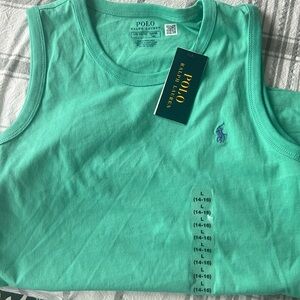 NWT girls Polo Ralph Lauren light green tank. Great under sweaters/zip ups SZ L